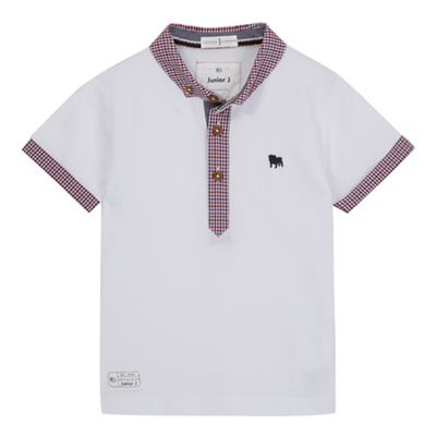 Boys' white gingham trim polo shirt